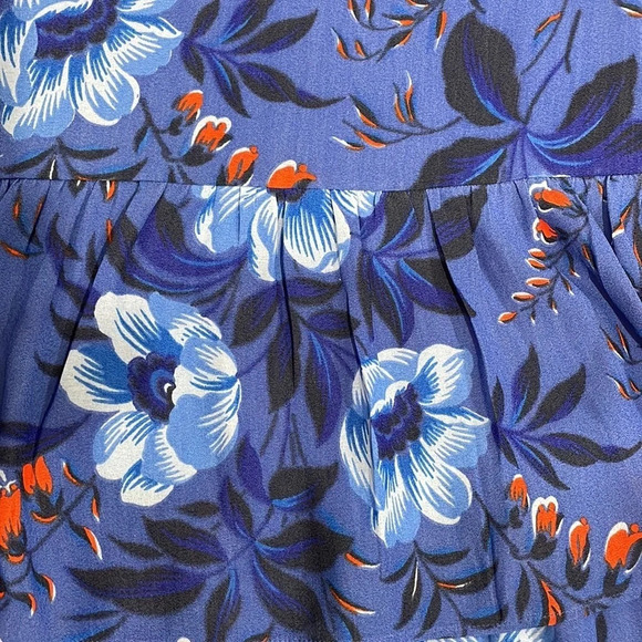 Ann Taylor LOFT Floral Tiered Mini Skirt Blue and Red 14 - Picture 6 of 11
